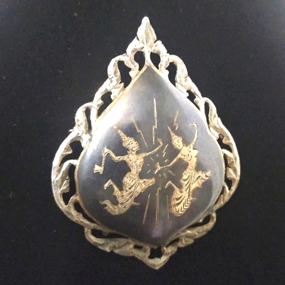 Vintage Siam Sterling Dancers Brooch